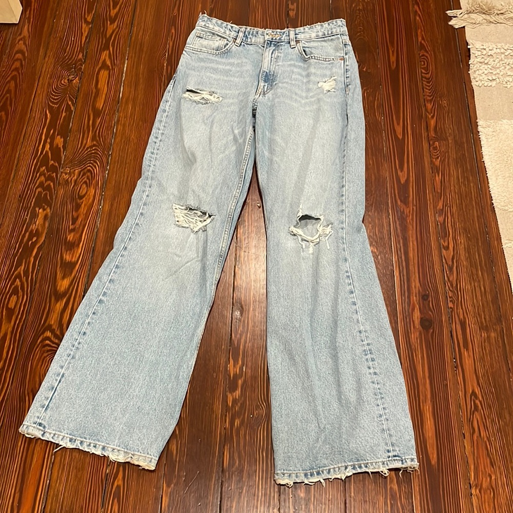 Zara Ripped Full Length Relaxed Jeans